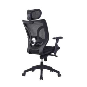 High back mesh office chair in black with headrest