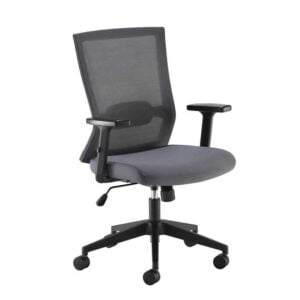 black mesh back Travis office swivel chair with grey upholstered seat