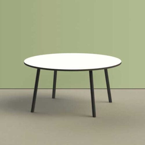Equinox White circle table black frame