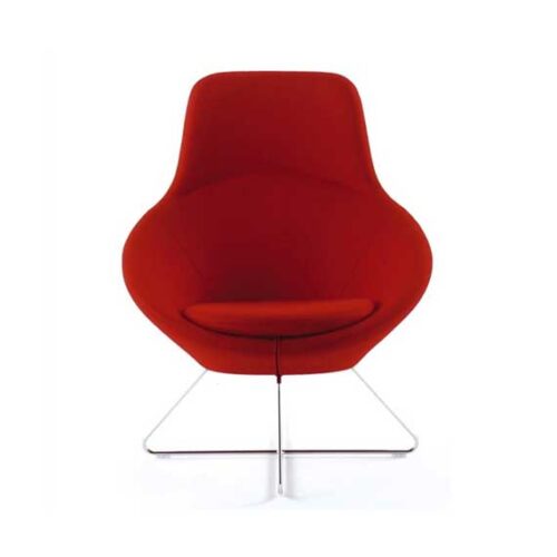 Conic Lounge Chair in Red Sled Base