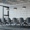 ora 3D acoustic wall light grey pet felt in meeting room
