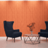 ora v acoustic wall panel in orange pet felt from allsfar uk manufacturer acoustic solutions