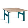 Lavoro Duo Height Adjustable Office Desk Ocean Blue Legs and Timber Top