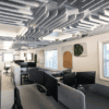 allsfar flott acoustic ceiling tile acoustic soltuions for office spaces in a light grey, perfect case study example uk manufactured