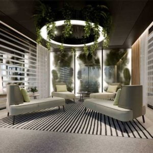 Bask Day Bed Lounger shown in a breakout area in a modern office