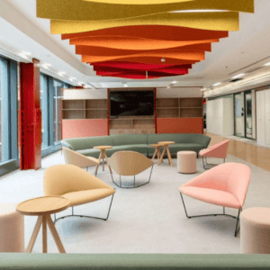 Breeze Acoustic panels, wavy acoustic panels, pattern ceiling baffles, Allsfar Acoustic ceiling