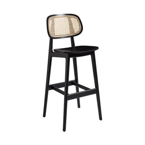 Relish Bar Stool Satin Black Natural Cane Black