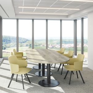 Double D-End Boardroom Table with Circular Pillar Base