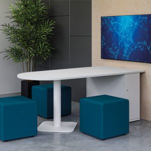 Media table with square pillar base