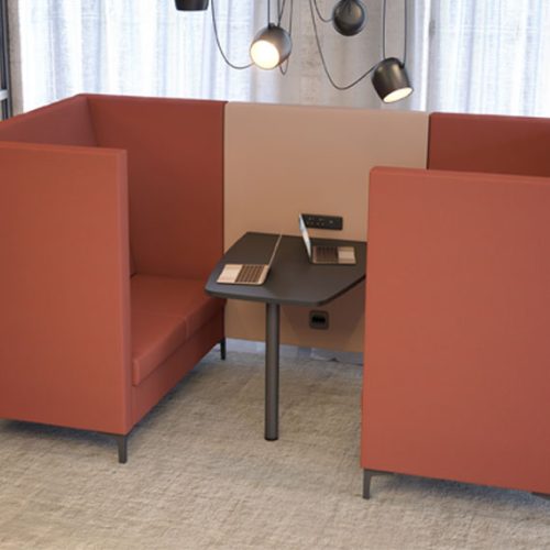 Two Seater High Back Twin Booth With Privacy Panel