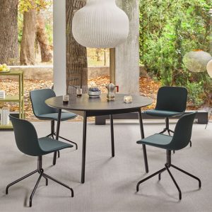Baltic 2 twisted base meeting chairs in black with upholstered seat