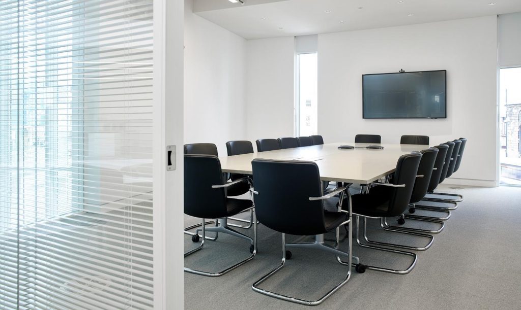 Contemporary meeting room with boardroom furniture