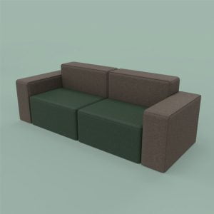 Frank Modular Sofa for 2 people in grey and green fabrics