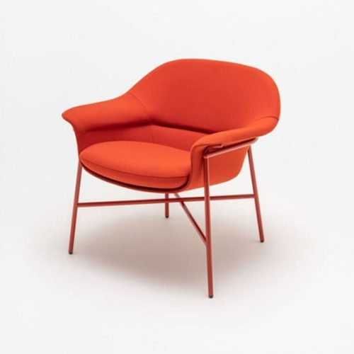 Modern Lounge Chair in a Red Fabric