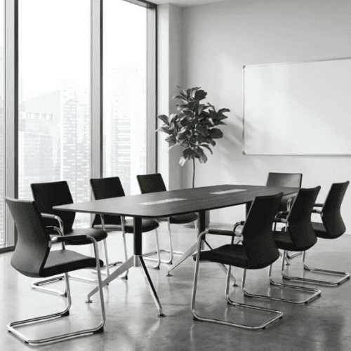 Nero, meeting table, conference table, office interiors, work meeting table, black meeting table