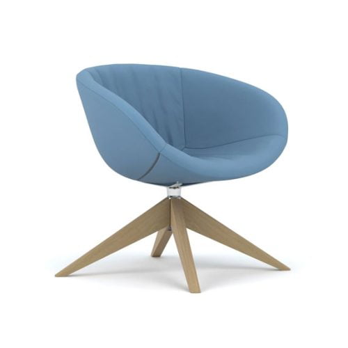 Modern lounge low back office chair in a light blue finish