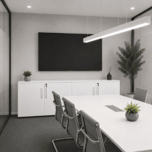 credenza in white four door for meeting room office interiors uk manufactured