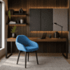 BLUE CYRUS LOUNGE CHAIR FROM AIR SEATING IN FRONT OF DESK