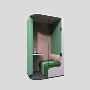 Focus Office Pod in green and pink fabric