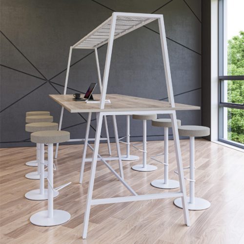Aspect a frame poseur table with white overframe