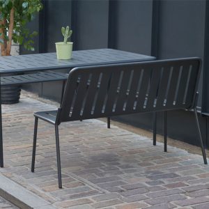 black metal Stripe dining bench table with bench seating