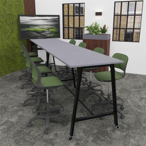 Aspect High Mobile Table grey finish top and high chairs
