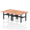 Double height adjustable desk wooden top with black legs