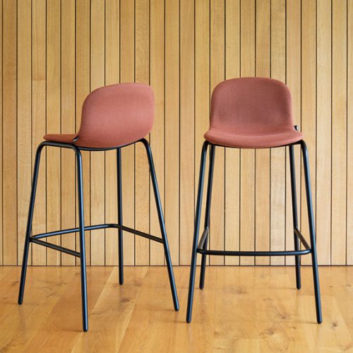 Blume High Stool in an orange fabric