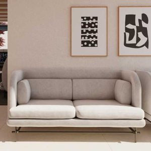 Home Double Seater Sofa in cream fabric