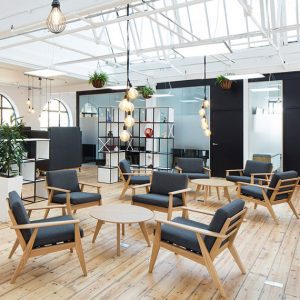 Scandi Armchair in a bright office environment