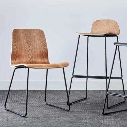 Office stool and office chair wooden backs