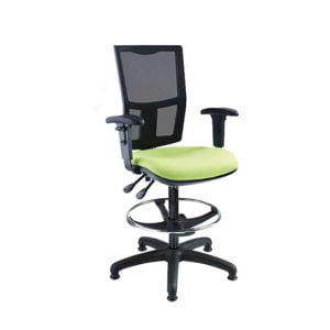 TRM222D black mesh back draughtman chair with green upholstered seat