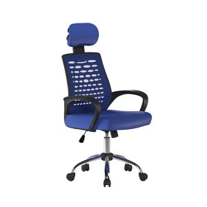 Affordable High Back Blue Mesh Chair