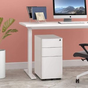 Moda 3 drawer pedestal under a desk in a modern office
