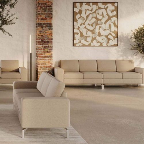 Air Seating Aura Sofa Chrome Legs, cream fabric in interior
