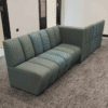 back to back terry modular seating by JDD furniture in teal and green fabric