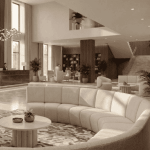 JDD sofa, cream sofa, meeting sofa, reception sofa with reece coffee table