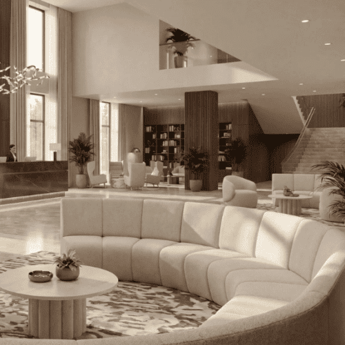 JDD sofa, cream sofa, meeting sofa, reception sofa with reece coffee table