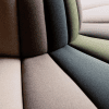 JDD terry modular banquette seating brown and green natural fabrics