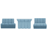 JDD terry modular banquette seating teal and grey fabrics straight unit