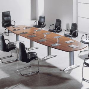 Actiu Central Meeting Table Walnut top and silver legs