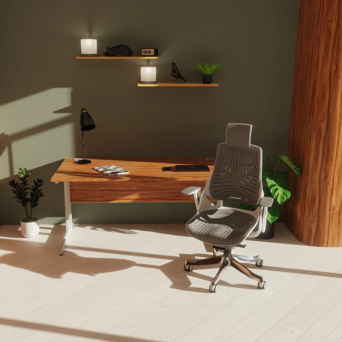 Dynamic Impulse Rectangular Desk, White Cantilever Leg