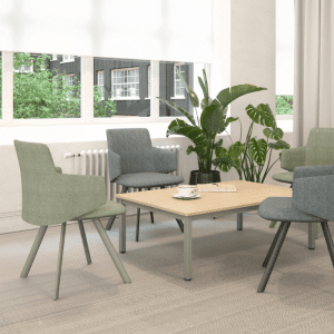 Elite Office Furniture, Milo chair in green with metal 4 leg