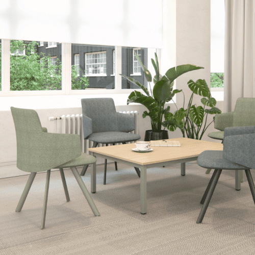 Elite Office Furniture, Milo chair in green with metal 4 leg