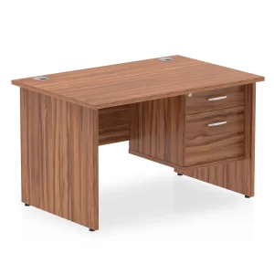 Impulse Panel End Desk with Fixed Pedestal