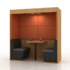 Era condo agile working pod office acoustics 2 perosn in orange and blue with LED lighting perfect for office meetings and collaborative spaces