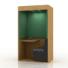 Era condo agile working pod office acoustics workbooth in orange and blue with LED lighting perfect for office meetings and collaborative spaces