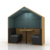 Era Condo Pitched Roof Agile Working Pod Office Acoustics blue and beige two person pod with LED lighting