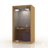 Era Lumen Agile Working Pod Office Acoustics One Person with LED lighting purple fabric with glass front