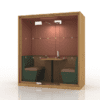 Era Lumen Agile Working Pod Office Acoustics Two Person with LED lighting green and pink with glass front